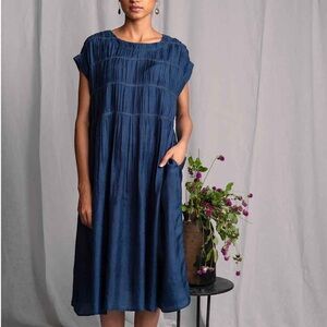 DVE Mira handwoven silk dress teal Size One Size